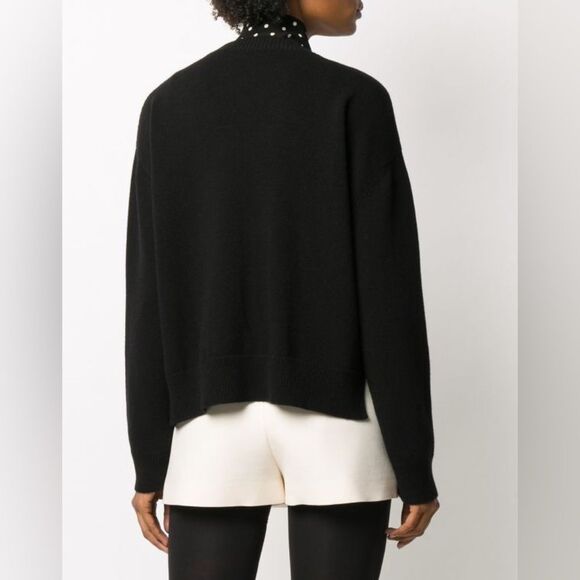 Valentino jacquard logo cashmere &  wool blend black‎ crew neck sweater XS - Picture 6 of 16